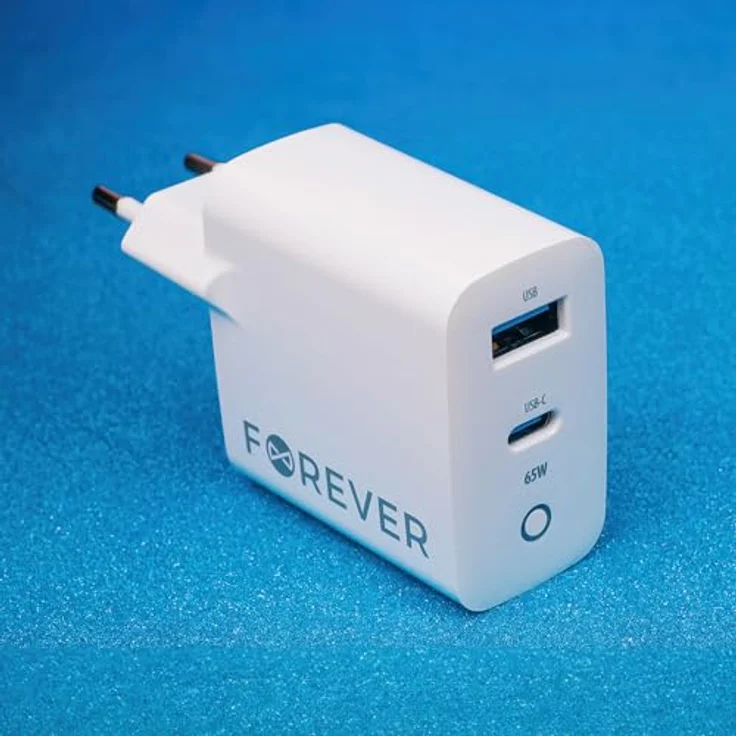 FOREVER Ladegerät USB C USB A 65W Weiß - Quick Charge und Power Delivery Technologie - GaN-Technologie - Ideal Schnellladegerät für Handys und Laptops – Bild 2