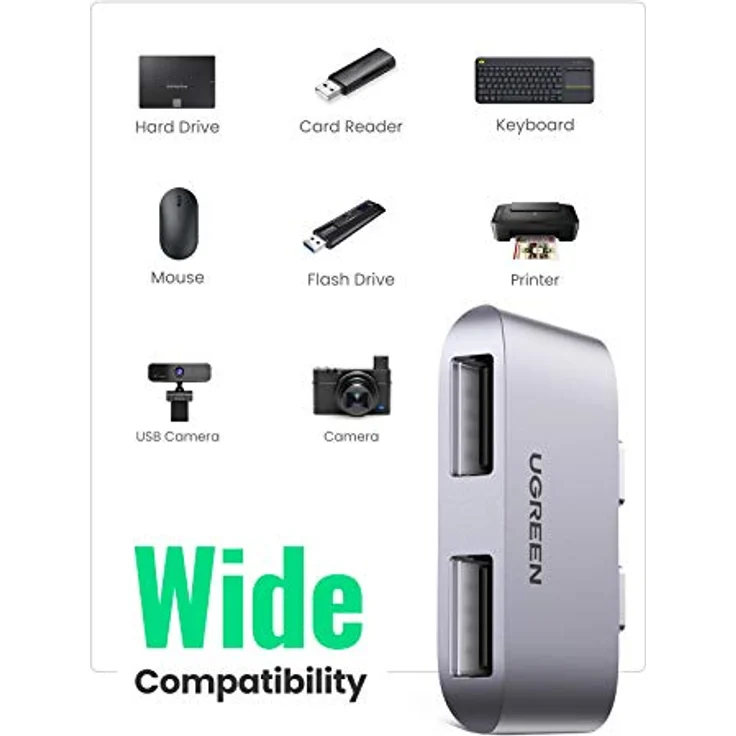 UGREEN USB C Hub 3.1 Gen2 USB C auf USB 3.1 Adapter Mini in silber, kompatibel mit MacBook Pro, MacBook Air – Bild 5