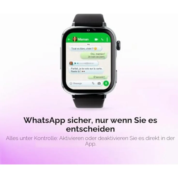 SaveFamily SaveWatch Plus 2, Smartwatch mit 1,85" AMOLED-Display, 16 GB Speicher, GPS, schwarzem Silikonarmband – Bild 4