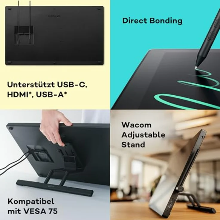 Wacom Display Cintiq 24 (2025), Grafiktablett mit 23,8" WQHD-Display, 5080 lpi, druckempfindlichem Wacom Pro Pen 3 und AG-Glasoberfläche, Schwarz – Bild 4
