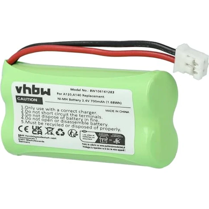 VHBW NiMH Akku 700 mAh (2,4 V), geeignet für Telefon, Festnetz Siemens Gigaset A12, A14, A24, A26, A145, A260, AS140, AL4H, Q063, Uni Versum CL15, SL15 – Bild 10