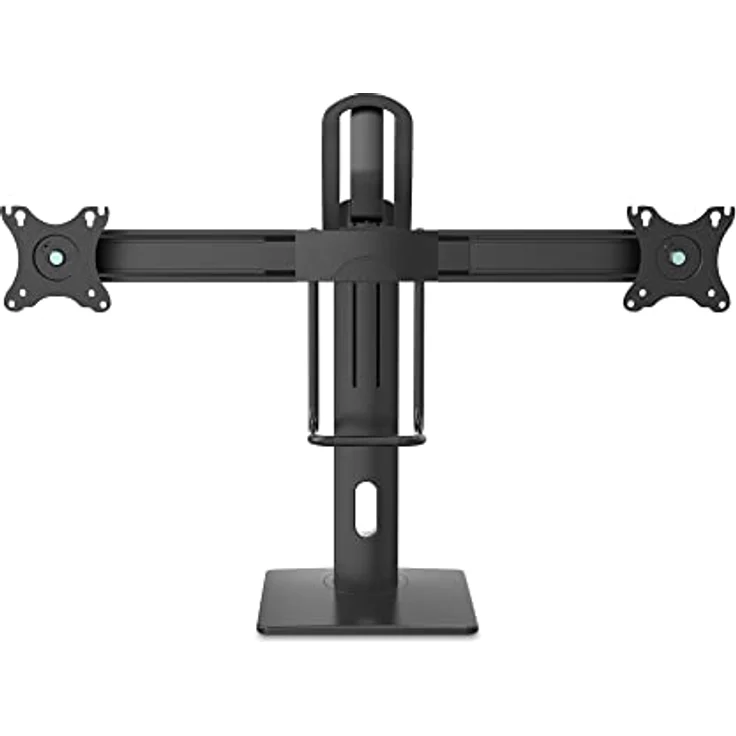PureMounts® Monitor-Halterung für Zwei Bildschirme, 2X VESA 75x75 bis VESA 100x100 Monitor-Aufnahme, stufenlos Höhenverstellbar, neigbar, schwenkbar, drehbar, schwarz – Bild 2