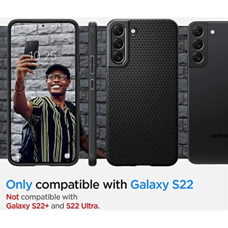 Spigen Liquid Air Hülle Kompatibel mit Samsung Galaxy S22 -Schwarz Gemustertes TPU, Eckschutz, Air Cushion Technologie – Bild 2