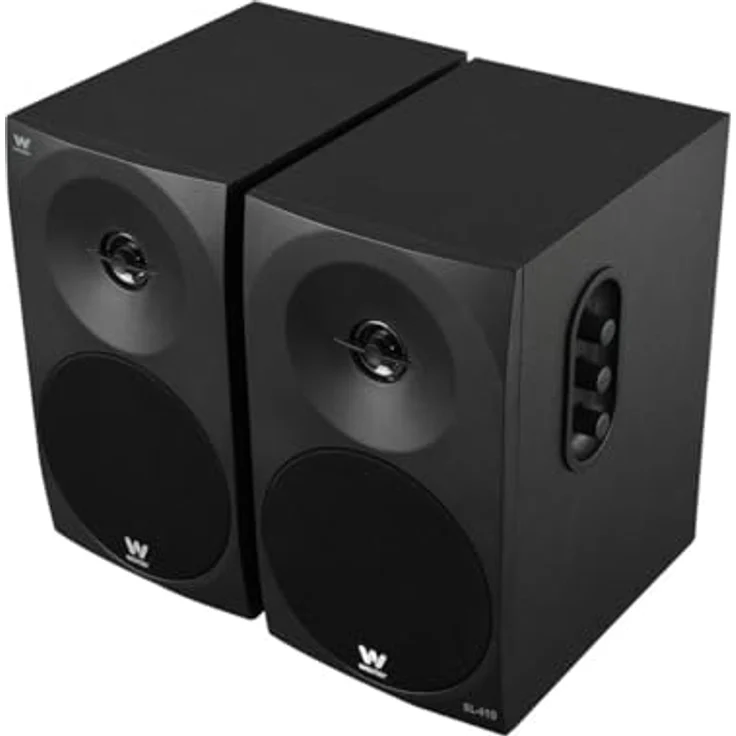 Woxter Dynamic Line 410 Black - 2.0 Stereo-Lautsprecher (mit 150W Leistung angetrieben, Holz, 4, Woofer, 2 Hochtöner, 3,5 mm, RCA, Bassreflex-Control (Lautstärke, Höhen, Bass), Farbe schwarz – Bild 4