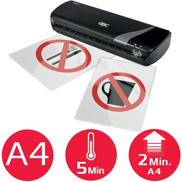 GBC Inspire+ 4-in-1 Set mit A4-Laminiergerät, Papierschneider und Eckenrunder, inkl. Starterkit mit Laminierfolien, Für 75 bis 125 mic Laminierfolien, Laminiergerät in Schwarz (4410036) – Bild 4