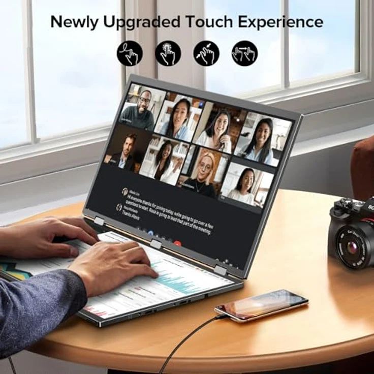 UPERFECT Delta 18.5" Dual Portable Monitor, 100Hz Touchscreen, Plug & Play, VESA-Halterung, klappbar, für Laptop, PC, Game Console – Bild 5
