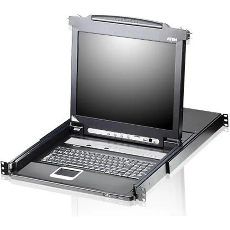 Aten CL5708M FR KVM-Switch 8-Port mit 17"-LCD, PS/2-USB VGA, FR-Layout, Schwarz