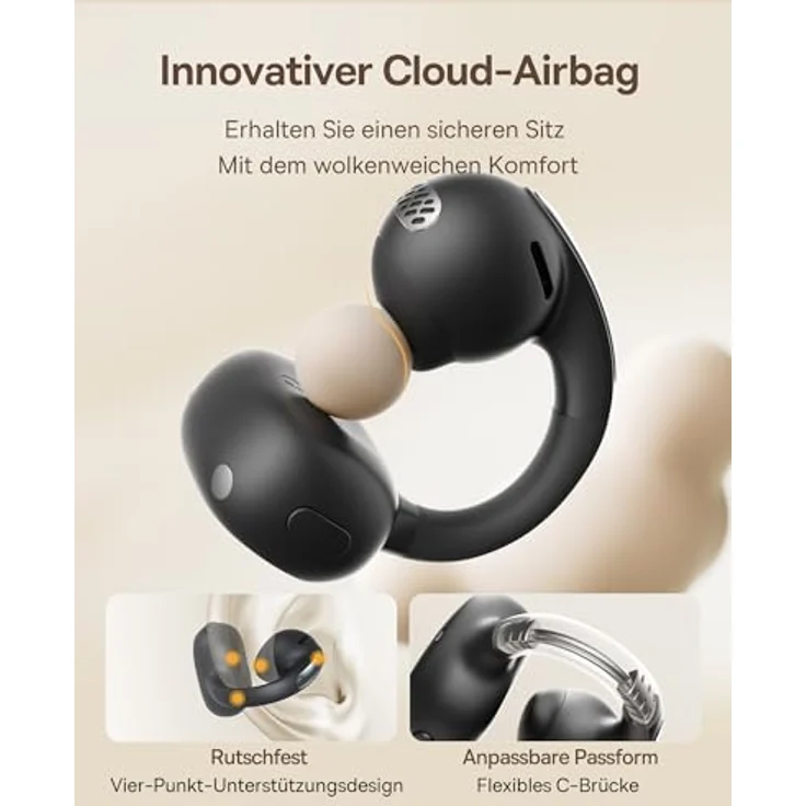 Baseus Bowie MC1 Open Ear Kopfhörer, Ohrclip mit Bluetooth 5.4, IP57 Wasser- und Staubdicht, 40H Akkulaufzeit, Geräuschunterdrückung, Interstellar Schwarz – Bild 2