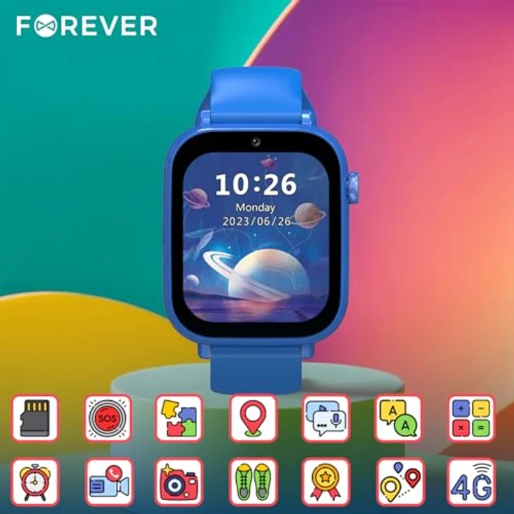 FOREVER Kids Look Me! 3 KW-520 Blau - GPS/LBS/Wi-Fi Standort - SOS Funktion - Anrufe & Video - IP65 Wasserdicht Kinder Smartwatch mit SIM Karte - 1,85” Display – Bild 2
