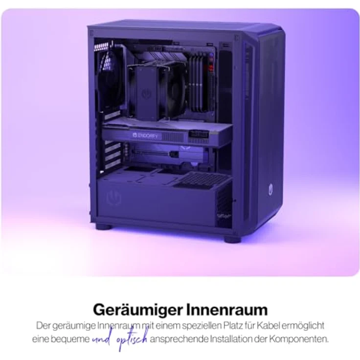 ENDORFY Arx 500 Core, PC-Gehäuse mit gehärteter Glas-Seitenwand, 2x140-mm-Lüfter, hohe Kompatibilität, einfache Konfiguration und Wartung, EY2A016 – Bild 5