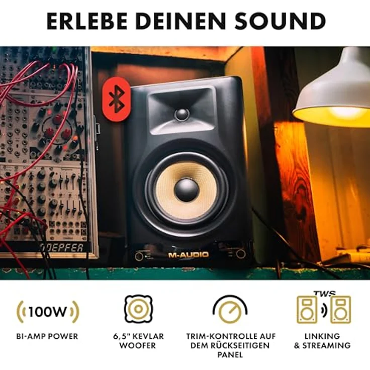 M-Audio Forty Sixty, 6.5 Zoll Studio Monitor Lautsprecher mit 100W Bi-Amp-Power, DSP Frequenzweiche, EQ, Bluetooth 5.3 und Creator-App – Bild 3