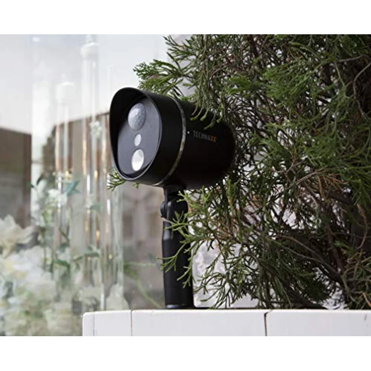 Technaxx Aussenkamera Lampe TX-106, batteriebetrieben-Videoaufnahme, Ton, Licht, Bewegungserkennung, LED, HD, Garten, Haus, Urlaub, Kamera, IP65, PIR-Auslösezeit 1–1,5 Sekunden, schwarz – Bild 2
