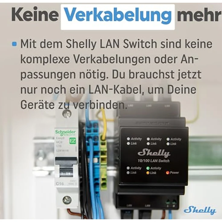Shelly Hutschiene LAN Switch 5 Ports 10/100 Mbit Schwarz, Netzwerk Switch – Bild 4