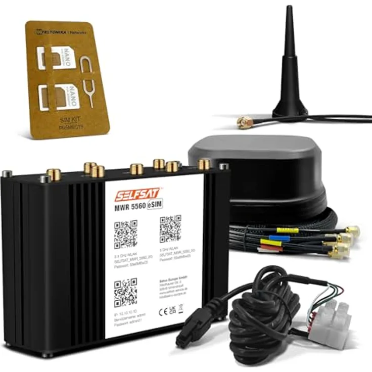 Selfsat MWR 5560, 5G WLAN Router mit eSIM und SATCO Antenne für Wohnmobile, Schwarz