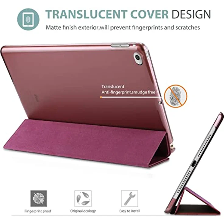 ProCase Hülle für iPad Air 2 (2014 Release), Ultraleichte Stand Schutzhülle mit Translucent Frosted Rückseite, Automatische Schlaf/Aufwach-Funktion - Wein – Bild 3