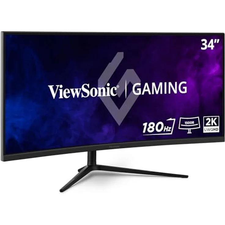 ViewSonic VX3418C-2K, 34 Zoll UWQHD Gaming Monitor mit 180 Hz, 1ms Reaktionszeit, HDR10, FreeSync Premium, gewölbt, HDMI, DP – Bild 1