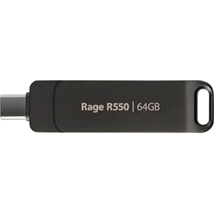 Patriot Memory Patriot Rage R550 64GB USB 3.2 Gen 1 Type-A+C Flash Drive - Flashdrive - Pen Drive - PE64GR550DSAD, Dual-Schnittstelle, Schlüsselanhängerhalter, Farbe: Schwarz – Bild 3