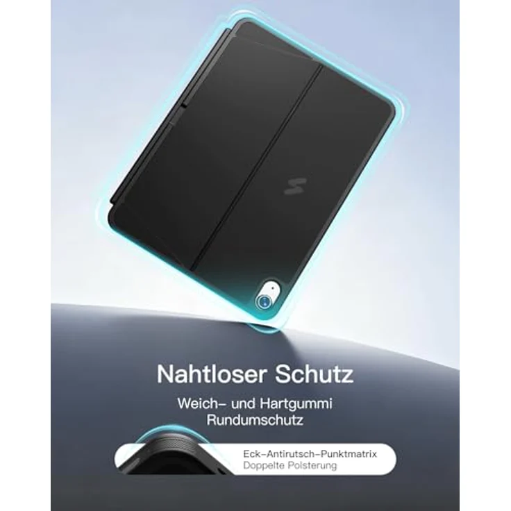 Inateck AceTouch Pro Hülle mit Tastatur für iPad 11 A16 (2025) und iPad 10. Gen (2022), Abnehmbar, 5,1" Touchpad, Vertikaler/Horizontaler Ständer, QWERTZ, Schwarz – Bild 5