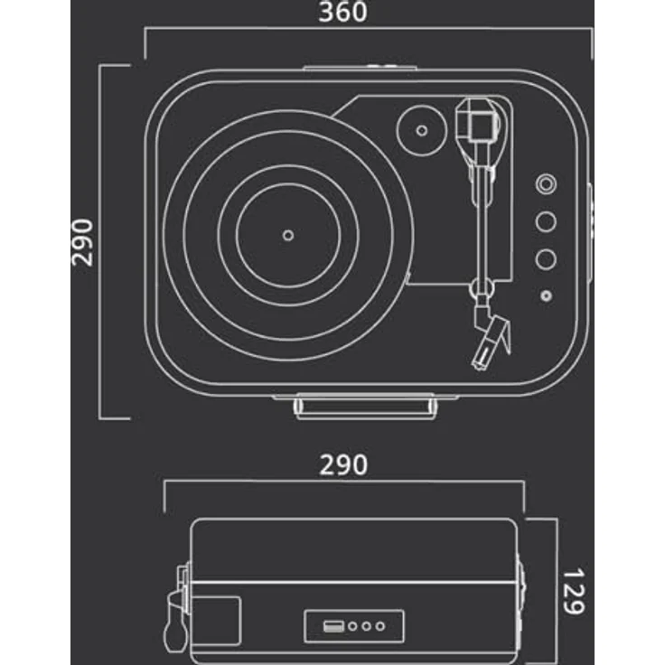 Muse MT-207 DGB, Plattenspieler mit Bluetooth, integrierten Stereo Lautsprechern und USB, schwarz – Bild 5