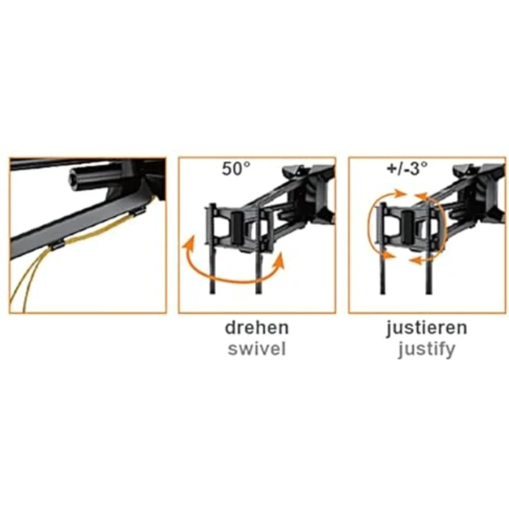myWall HP60L Motorisierter Wandhalterung für Flachbildschirme 37“ - 70“ (94 - 178 cm) Tragkraft 35 kg motorisiert Funk-Fernbedienung Schwenkbar Drehbar – Bild 5