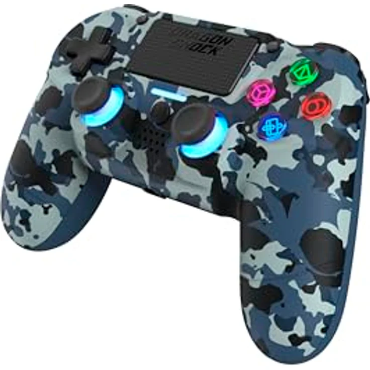 DragonShock Mizar Wireless Gaming Controller, Blau Camouflage mit programmierbaren Tasten, rutschfester Oberfläche und Bluetooth-Verbindung für PS4, PC und mobile Geräte – Bild 4