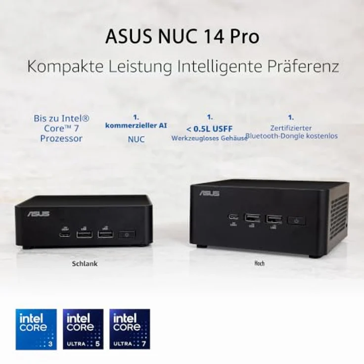 ASUS NUC 14 Pro RNUC14RVHU500000I, Mini-PC mit Intel Core Ultra 5 125H, 0 GB RAM, Intel Arc Graphics, Bluetooth 5.3, Wi-Fi 6E, Schwarz – Bild 2
