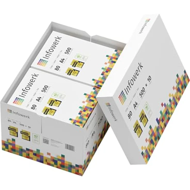 Infowerk Druckerpapier Kopierpapier Premium Weiß 80g 100000 Blatt 20 x 5000 A4 Testsieger PEFC – Bild 3