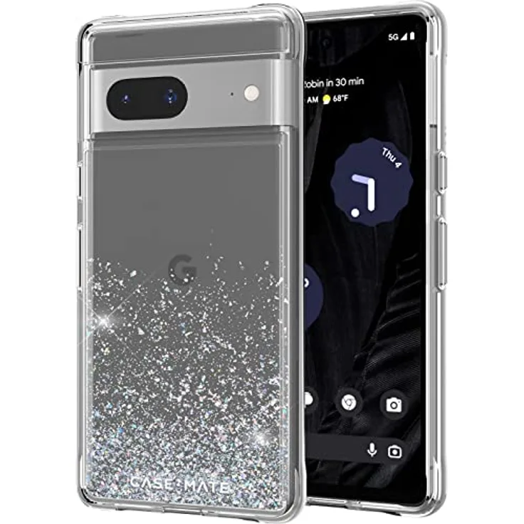 Case-Mate Twinkle Ombre Case Schutzhülle für Google Pixel 7a Hülle Glitzer [3 m Fallschutz | Made for Google Zertifiziert | Pixel 7a Glitzer-Hülle | Aus recyceltem Material] - Transparent