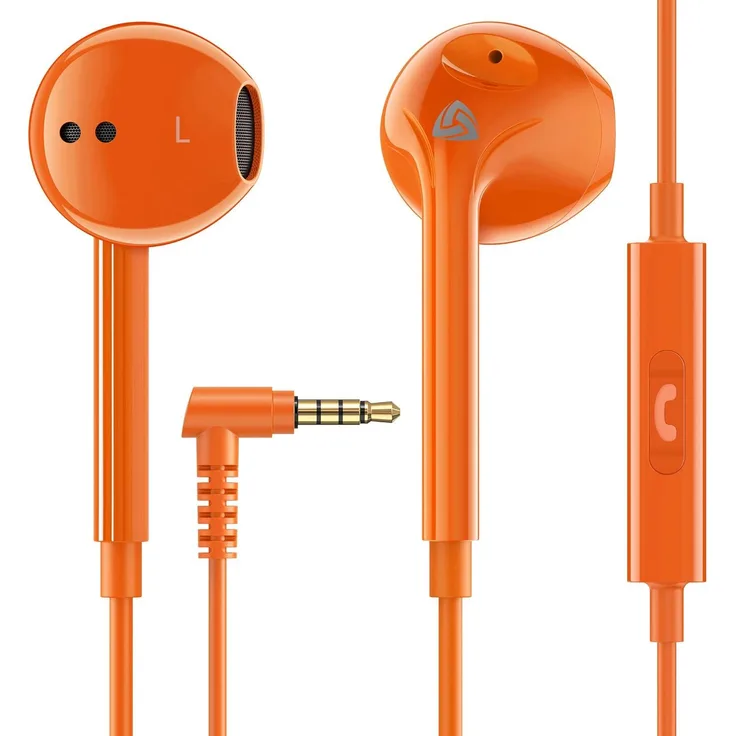 LUDOS Zenith In-Ear Kopfhörer mit Kabel und Mikrofon, klarer Stereosound, bassstark, kompatibel mit iPhone, iPad, Samsung, Laptop, Schwarz