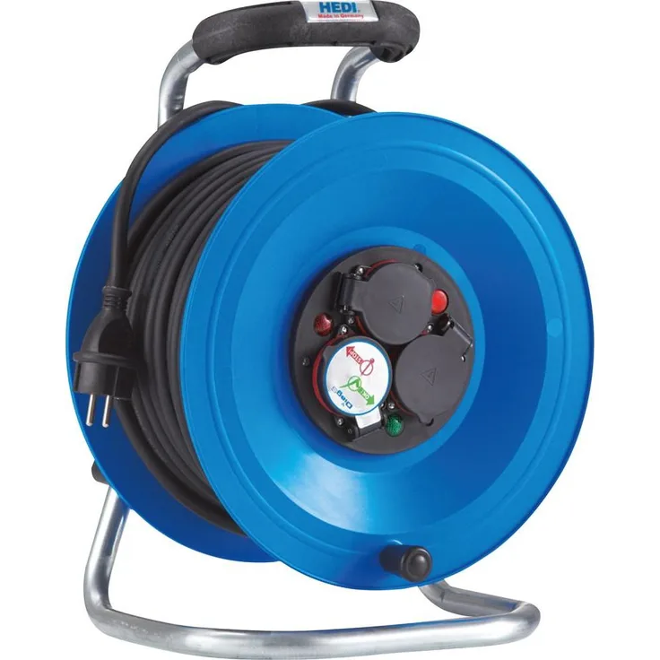 Magni Kabelrolle, Kunststoff-Kabeltrommel Stecker-Typ E H07RN-F 3G2,5 mit Überlastschutz, 3 m, VDE-geprüft