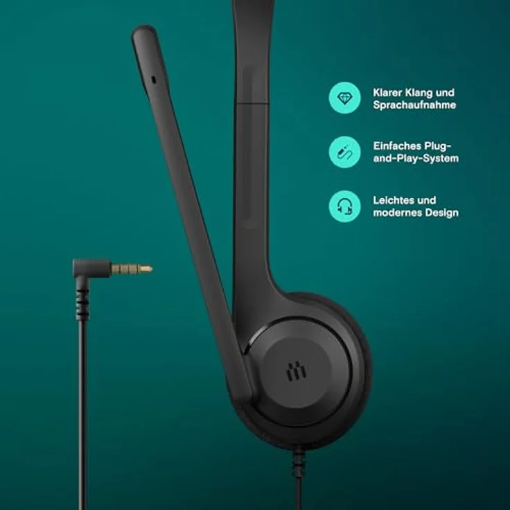 EPOS C1, Business-Headset mit Mikrofon, 3,5-mm-Klinkenstecker, Rauschunterdrückendes Mikrofon, on Ear, ultraleichtes Design für hohen Tragekomfort – Bild 4