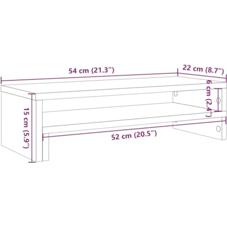 vidaXL Monitorständer Artisan-Eiche, 54x22x15 cm, Holzwerkstoff mit reichlich Stauraum, max. Belastbarkeit 25 kg – Bild 9
