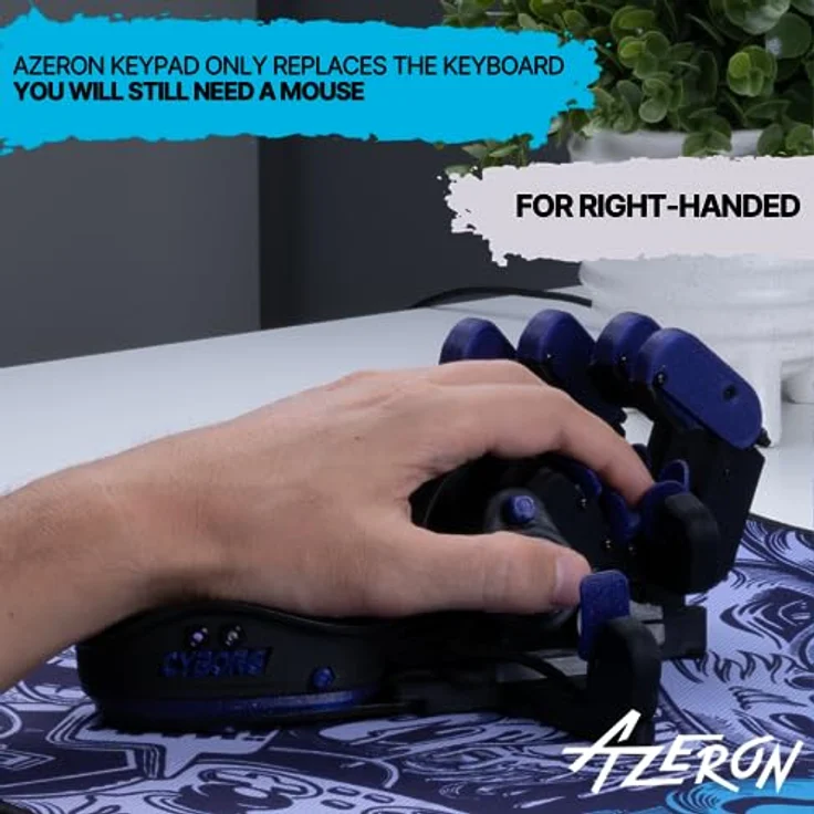 AZERON Azeron Cyborg Gaming-Keypad – Programmierbare Gaming-Tastaturmaus für PC-Gaming – mit Analog-Thumbstick und 29 programmierbaren Tasten – Individuelles 3D-Druck-Keypad – für Rechtshänder (Galaxie-Lila) – Bild 2