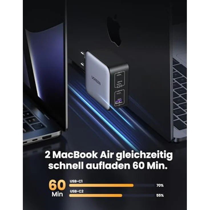 UGREEN USB-A+3xUSB-C 100W GaN Tech Fast Wall Charger EU Black – Bild 4