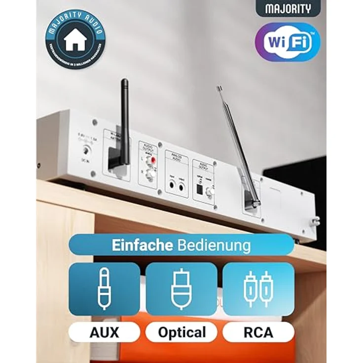MAJORITY Fitzwilliam, DAB Plus Internetradio WLAN Tuner mit Bluetooth, Spotify Connect & Farbdisplay, Silber – Bild 5
