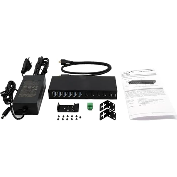 Exsys EX-12290HMS 10 Port USB 3.2 Gen 2x1 Metall HUB mit 4X USB-C und 6X USB-A 3.2 Gen 1 Ports, für Tisch, Wand und DIN-Rail Montage, 15KV ESD Überspannungsschutz, bis zu 2,4A pro Port, Metall-Gehäuse – Bild 6