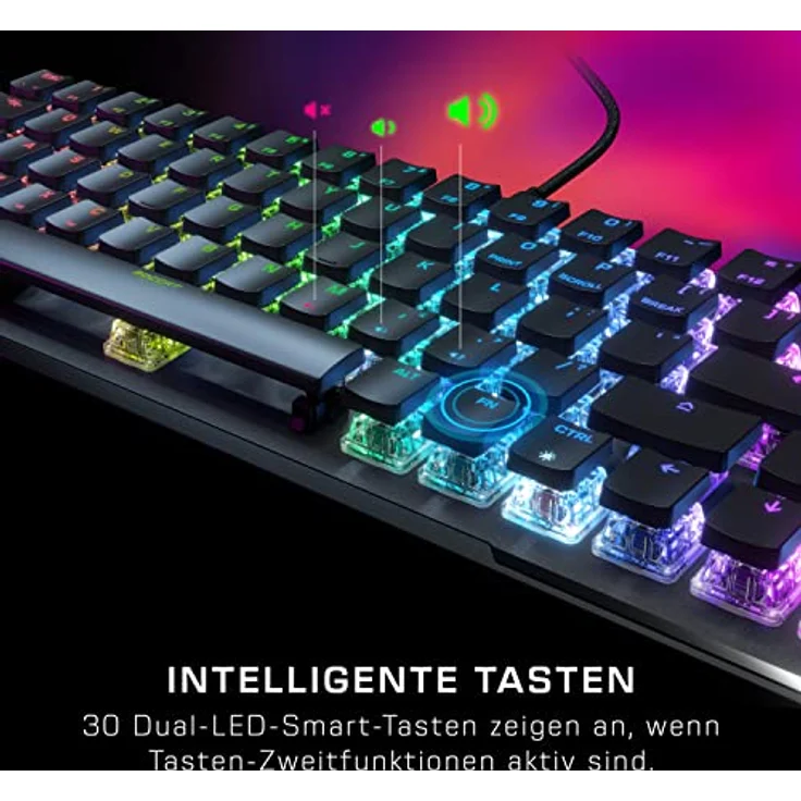 Roccat Vulcan II Mini 65% Optical Gaming Tastatur (DE-Layout), RGB-Beleuchtung, abnehmbares Kabel, Aluminiumoberfläche, schwarz, ROC-12-041 – Bild 4