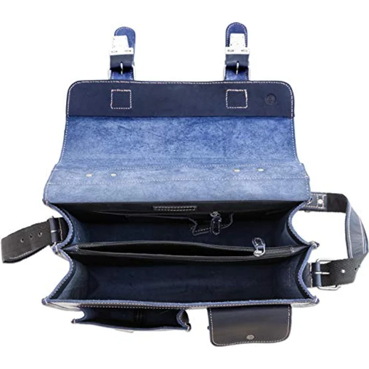 Greenburry Aktentasche Leder Schultasche XL Lehrertasche Tasche New Buffalo blau Damen Herren Schule Uni Arbeit – Bild 5