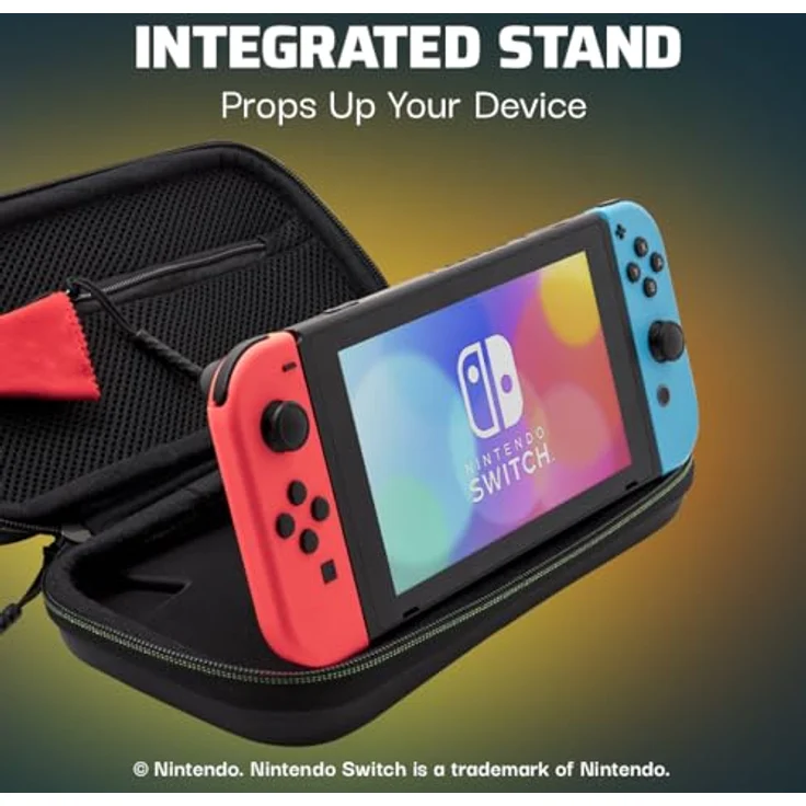 PDP Travel GLOW Case Purah Pad, luminescentes Aufbewahrungsetui mit integriertem Stand für Nintendo Switch, Switch Lite und OLED Model – Bild 4