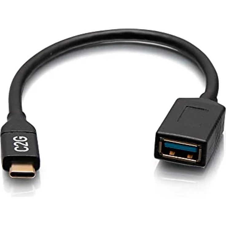 C2G USB-C-Stecker auf USB-A-Buchse Adapter, USB 3.2 Gen 1 (5Gbps), Plug-and-Play, Dongle-Style