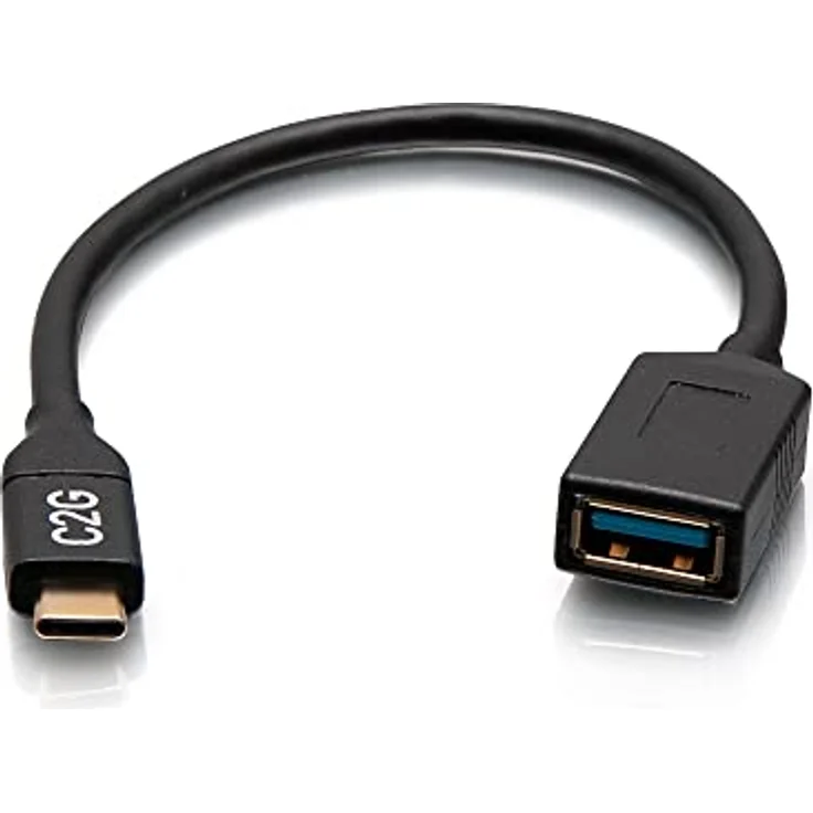 C2G USB-C-Stecker auf USB-A-Buchse Adapter, USB 3.2 Gen 1 (5Gbps), Plug-and-Play, Dongle-Style – Bild 1