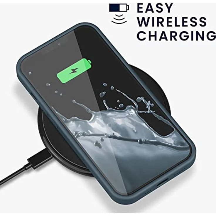 kwmobile iPhone 13 Pro Hülle Silikon, flexibles TPU Case mit kabellosem Laden - Dunkler Schiefer – Bild 5