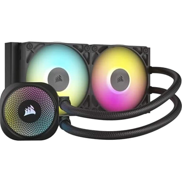 CORSAIR iCUE LINK Titan 240 RX RGB Flüssig-CPU-Kühler – 240mm AIO – 2X RX120 RGB-Lüfter Inklusive – Intel/AMD Kompatibel – Inklusive iCUE LINK System Hub – Schwarz – Bild 1