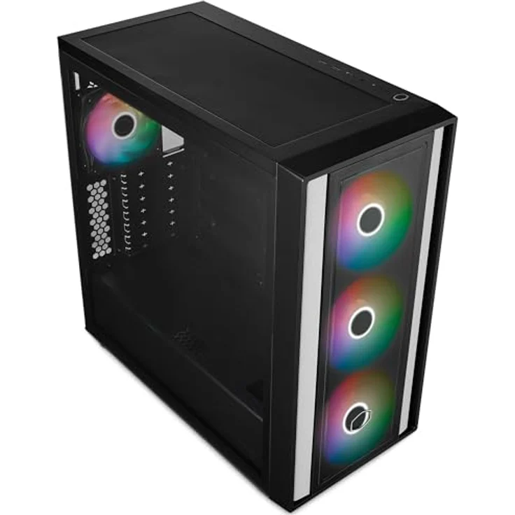 Cooler Master MasterBox 600 – E-ATX-Airflow-Gehäuse Back-Connect-MB- und 420 mm Kühler-fähig, 3 x 140 mm & 1 x 120 mm ARGB-PWM-Lüfter vorinstalliert, gehärtete Glaswand, USB 3.2 Gen 2x2 Typ-C – Bild 4