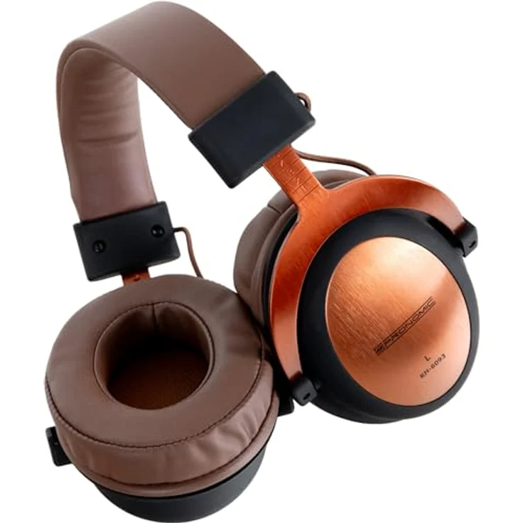 Pronomic KH-6093 KU Studio-Kopfhörer - Hervorragende Schallabschirmung nach außen - Übertragungsbereich: 10-30.000 Hz - Ohrpolster und Bügelband aus Kunstleder - Kupfer/Braun – Bild 3