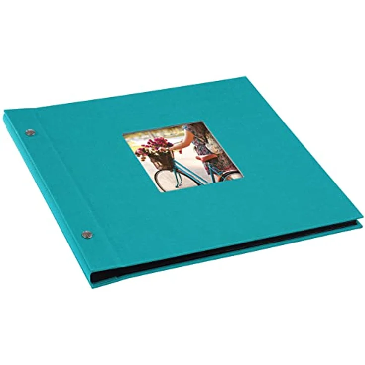 goldbuch Schraubalbum mit Fensterausschnitt, Bella Vista, 30 x 25 cm, 40 schwarze Seiten mit Pergamin-Trennblättern, Erweiterbar, Leinen, Türkis, 26973 – Bild 4