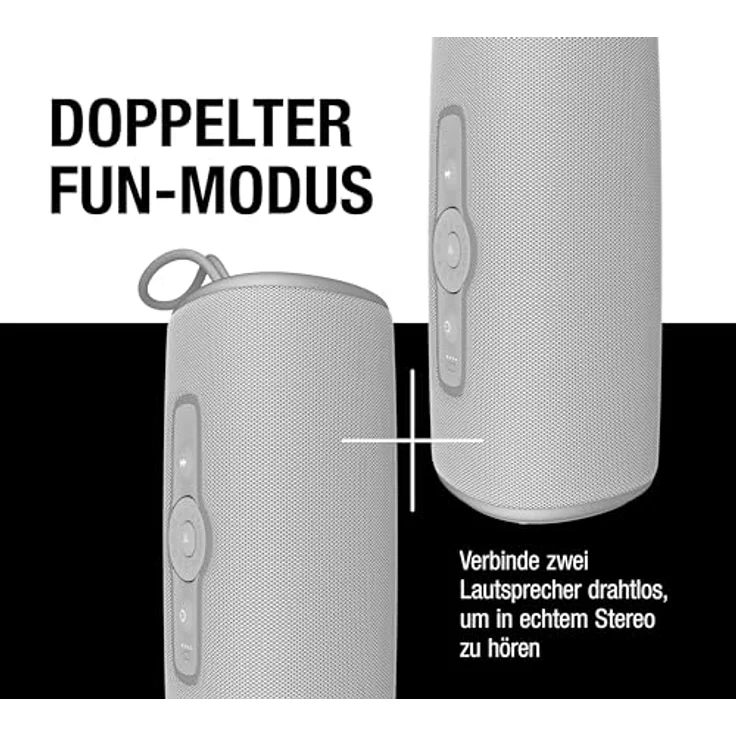 Fresh 'n Rebel Bold M2, Bluetooth Lautsprecher mit 24 Uhr spielzeit, Wasserdichter (IP67) Tragbarer musikbox Bluetooth, Party Mode, Lautstärkeregelungsring, Tiefe Bässe, Kräftige Lautstärke (Grau) – Bild 5