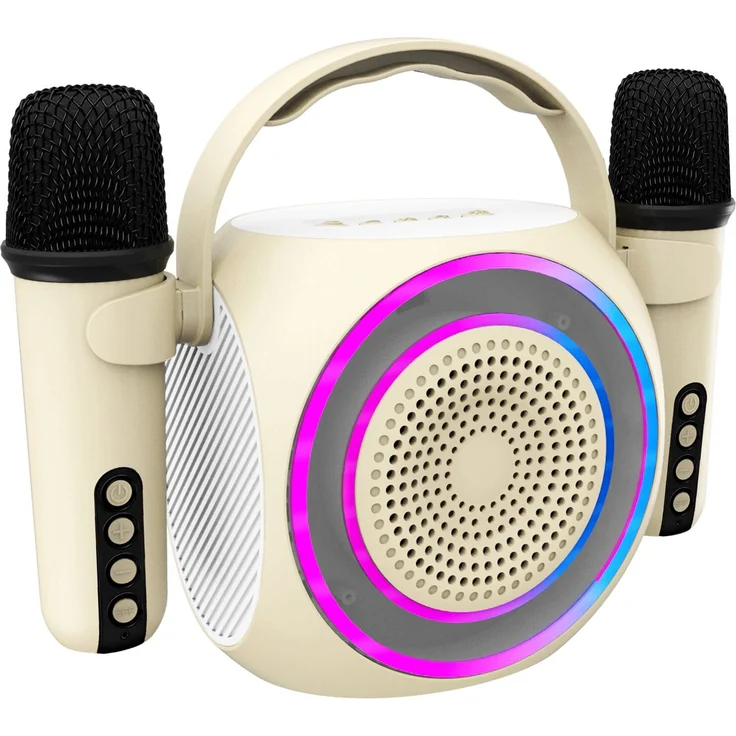 Celly Partymic2 Kabelloser Lautsprecher RGB + 2 kabellos Mikrofone, Weiß 6 W