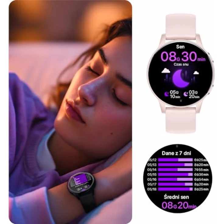 Forever Smartwatch JW-600, AMOLED-Display, IP67 wasserfest, Gesundheitsüberwachung, Powder Pink – Bild 5