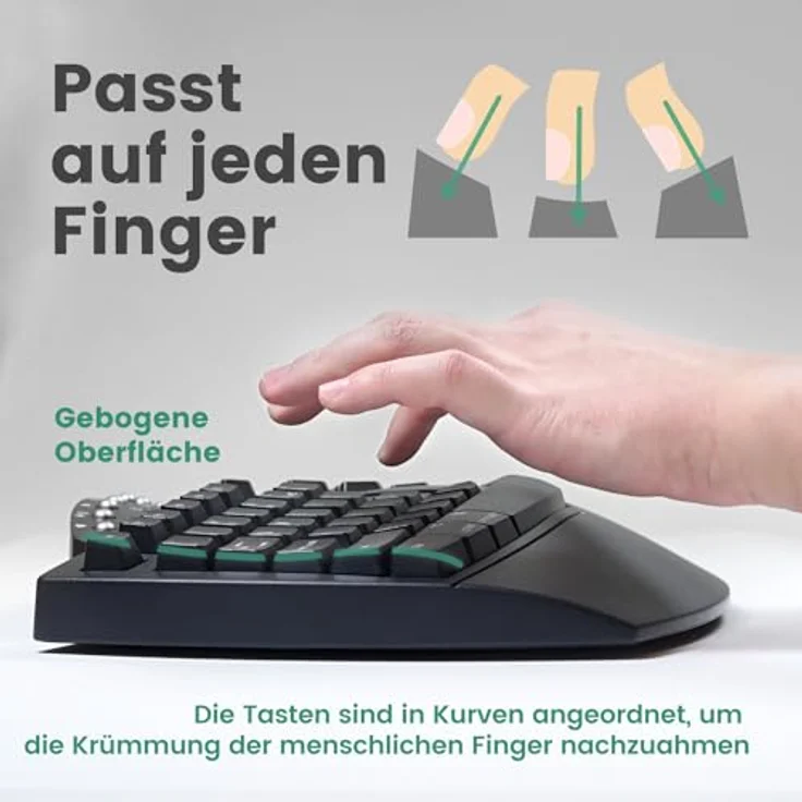 Perixx PERIDUO-512B Ergonomisches Tastatur- und Maus-Set - Vertikale Design-Maus, Kabelgebunden, USB, Schwarz - Komfortables QWERTZ Layout – Bild 5